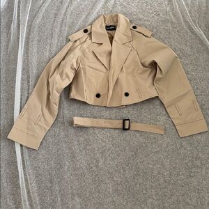 Tan Cropped Trench Coat